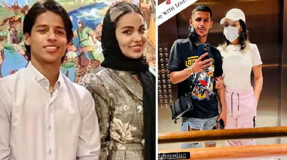 بازیکن جوان فوتبالی و همسرش 