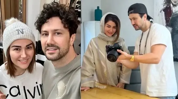 عکس شب یلدا ۱۴۰۴: نیلوفر استخری خواهر شاهرخ استخری در کنار پدر و مادرشان در شب یلدا