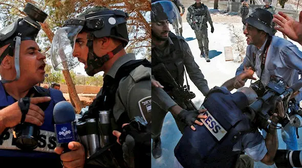 درگیری خبرنگار صداوسیما با نظامی صهیونیست در کرانه باختری +فیلم 