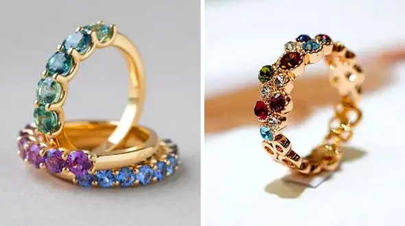 زیباترین مدل‌ های انگشتر رینگی با نگین‌ های رنگی جذاب