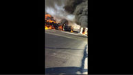 تصادف هولناک تانکر حمل الکل با کامیون پر ازنوشابه / آتش در کمربندی خرم آباد