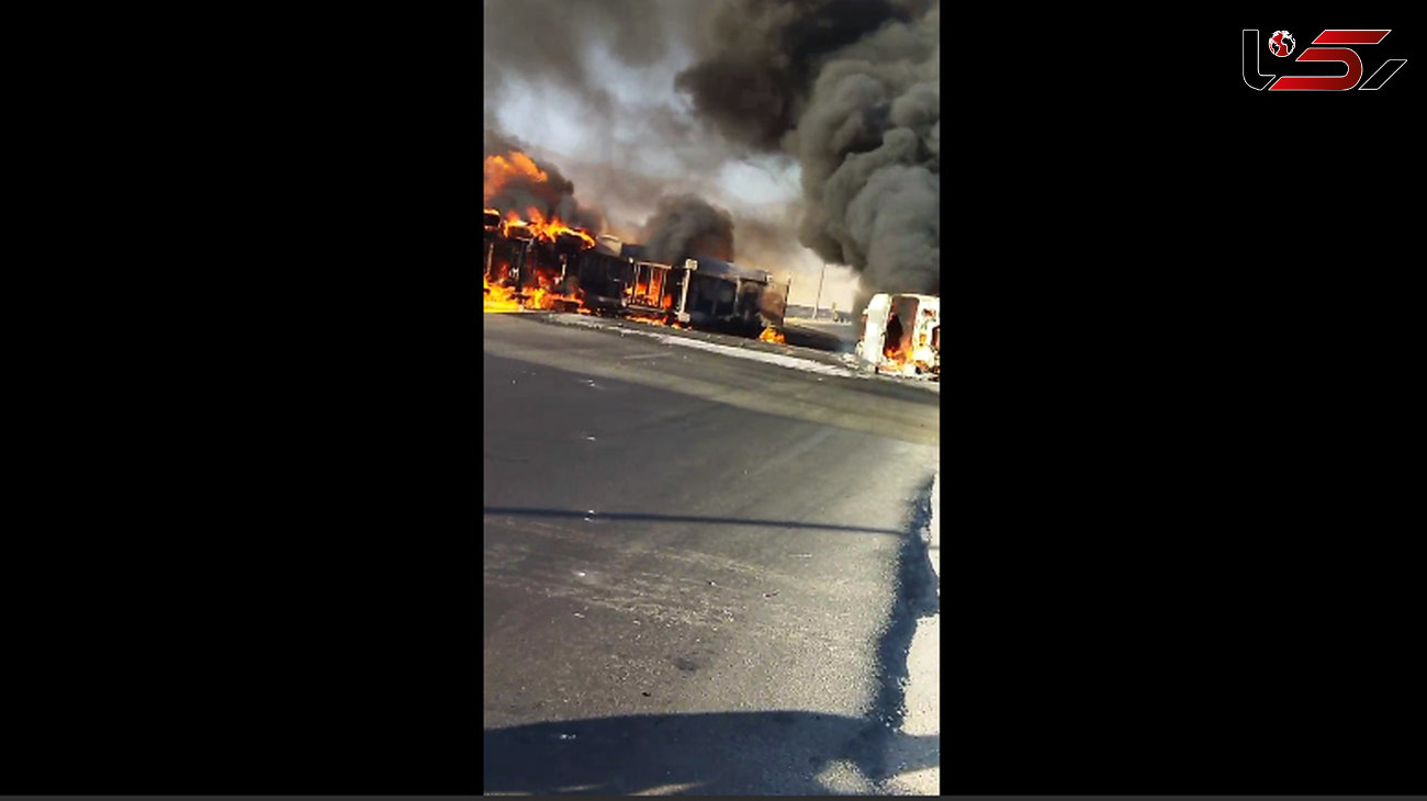 تصادف هولناک تانکر حمل الکل با کامیون پر ازنوشابه / آتش در کمربندی خرم آباد