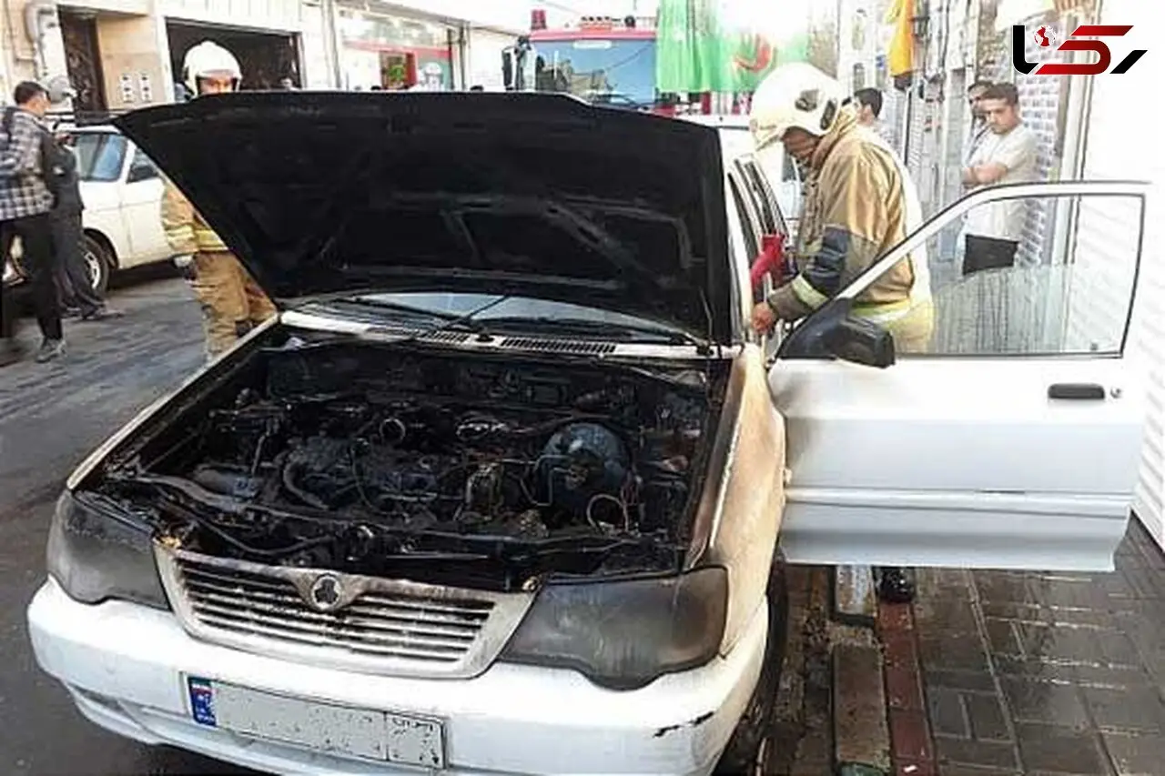 آتش سوزی پراید مهار شد +عکس 