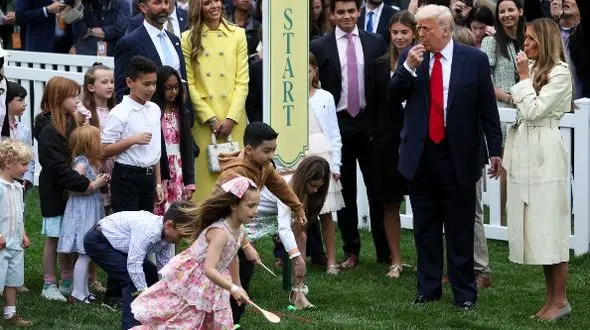ترامپ و ملانیا میزبان مراسم تخم‌مرغ عید پاک در کاخ سفید + تصاویر