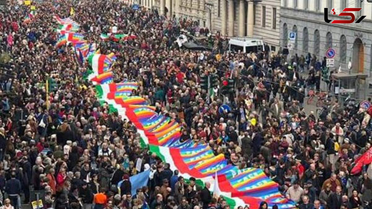 تظاهرات هزاران نفری در میلان در اعتراض به افراطی‌گراییِ دولت ایتالیا