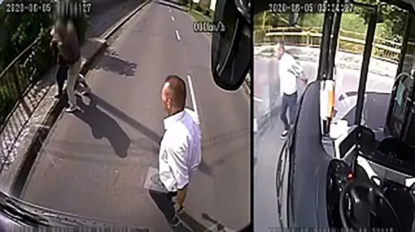 فیلم حمله یک دزد به پیرزن / راننده اتوبوس فرشته نجات شد + جزئیات / مجارستان