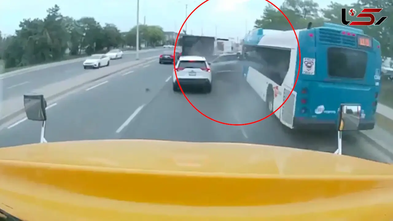 فیلم وحشتناک از بریدن ترمز اتوبوس در  بزرگراه پر ترافیک ! / 9 نفر به خاک و خون کشیده شدند