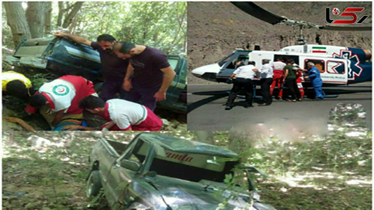 عملیات برای نجات راننده خودروی سقوط کرده به دره 50 متری در هراز +تصاویر 