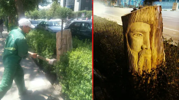 اقدام زشت ماموران شهرداری با اثر هنری یک جوان در پارک لاله تهران +تصاویر