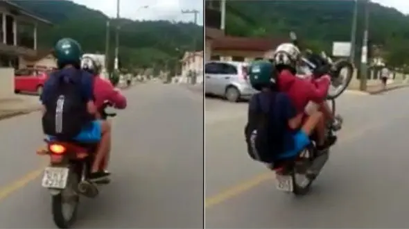 تک چرخ زدن یک موتور سوار در خیابان حادثه آفرین شد + فیلم و عکس