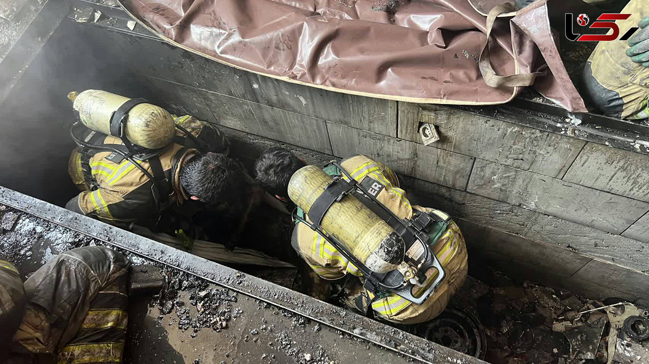 مرگ هولناک در آتش سوزی وحشتناک یک مکانیکی در خلیج فارس / مرد در چاله مکانیکی زنده زنده سوخت + عکس