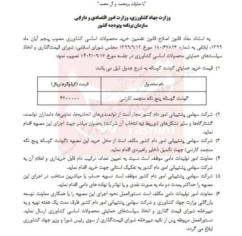 قیمت گوشت قرمز