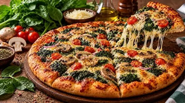طرز تهیه پیتزا اسفناج