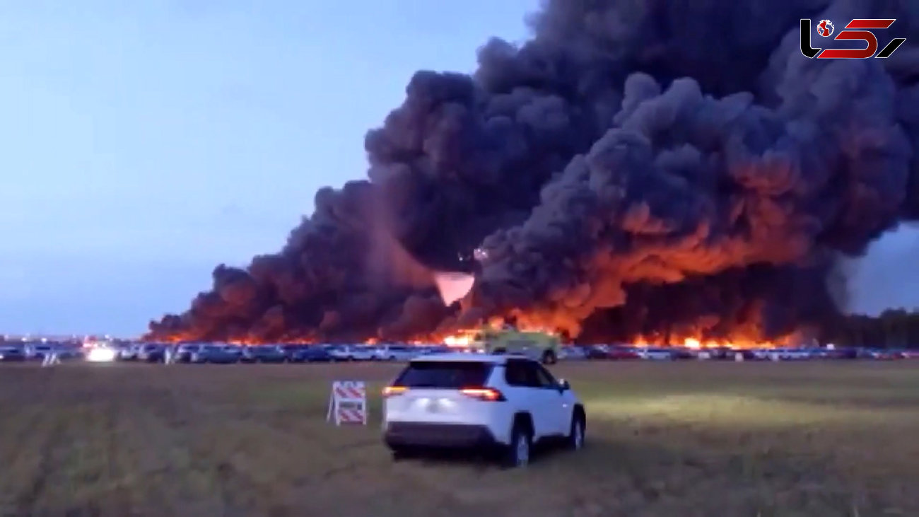 آتش سوزی هولناک در فرودگاه بین المللی فلوریدا / 3500 خودرو در آتش سوخت +فیلم و عکس