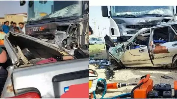 فاجعه در جاده همدان / 7 سرنشین پراید در دم جان باختند + عکس