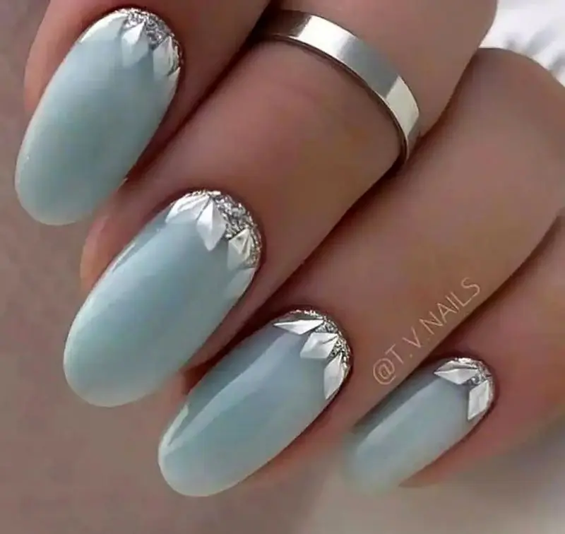 طرح ناخن ابی فیروزه ای