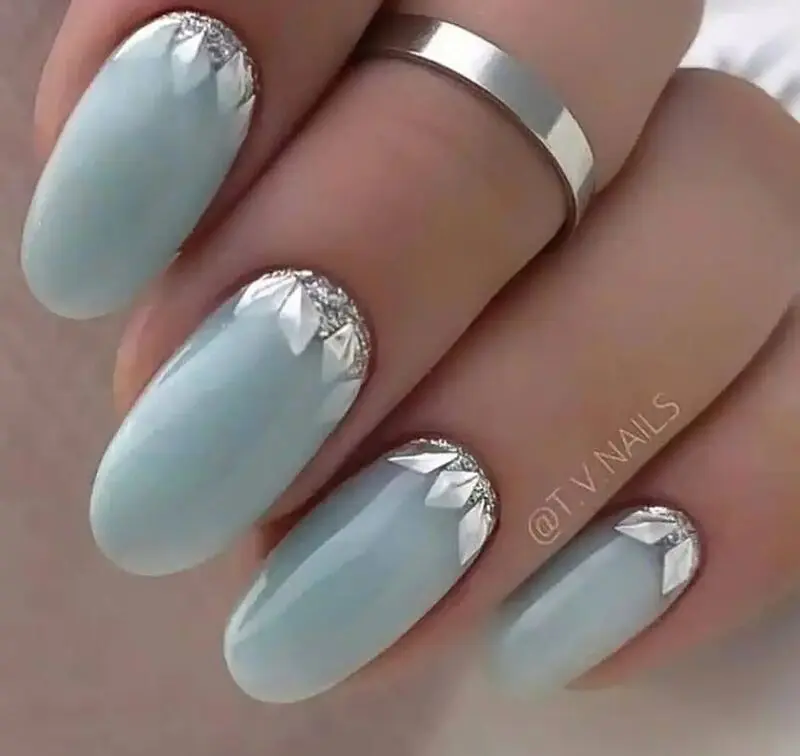 طرح ناخن ابی فیروزه ای