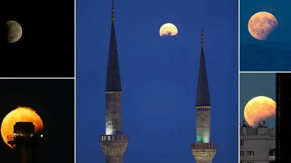 تصاویر منتشر شده زیبا و حیرت انگیز از ماه گرفتگی در ایران و ترکیه