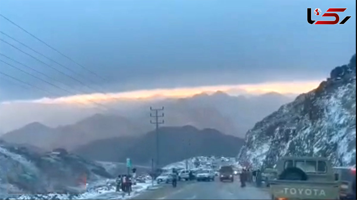 ببینید /  برف بلندترین کوه عربستان را سفید پوش کرد + فیلم 