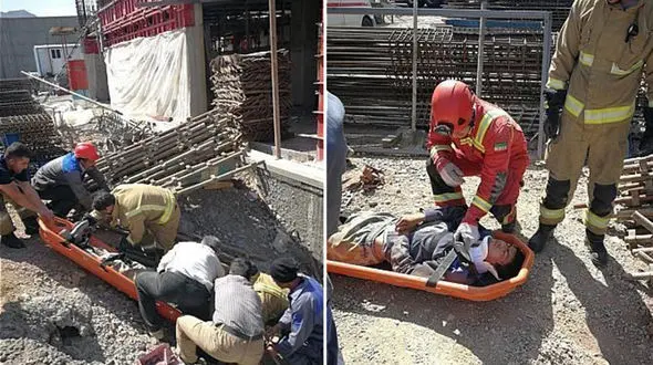  سقوط خونین کارگر بر روی میلگرد در مجتمع تجاری + عکس