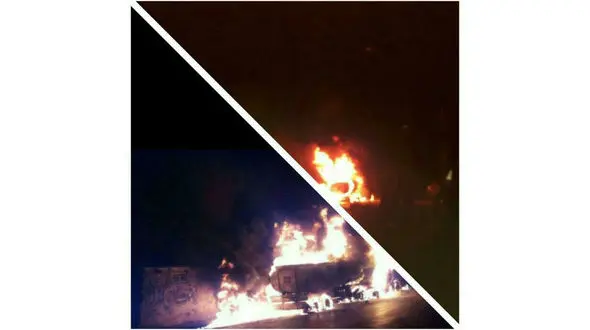 انفجار تریلر حمل سوخت در دل شهر اردکان