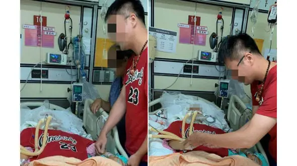 ازدواج پسر عاشق با دختر تصادفی روی تخت بیمارستان / عروس تایلندی بیهوش بود + عکس