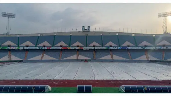 محافظت از چمن آزادی در هوای برفی تهران!