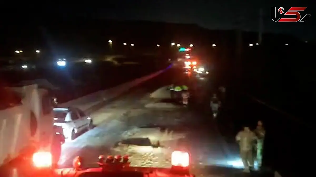 فیلم تصادف زنجیره‌ای خودروها در اتوبان امام علی
