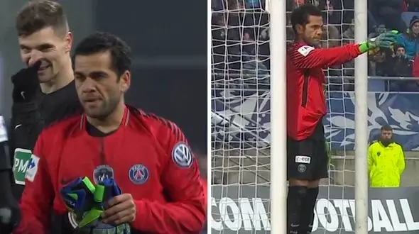 دروازه بانی دنی آلوس برای پاری سن ژرمن بعد از اخراج گلر + فیلم