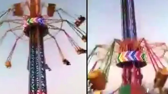 لحظه هولناک سقوط چرخ و فلک شهربازی از ارتفاع + فیلم