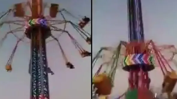 لحظه هولناک سقوط چرخ و فلک شهربازی از ارتفاع + فیلم
