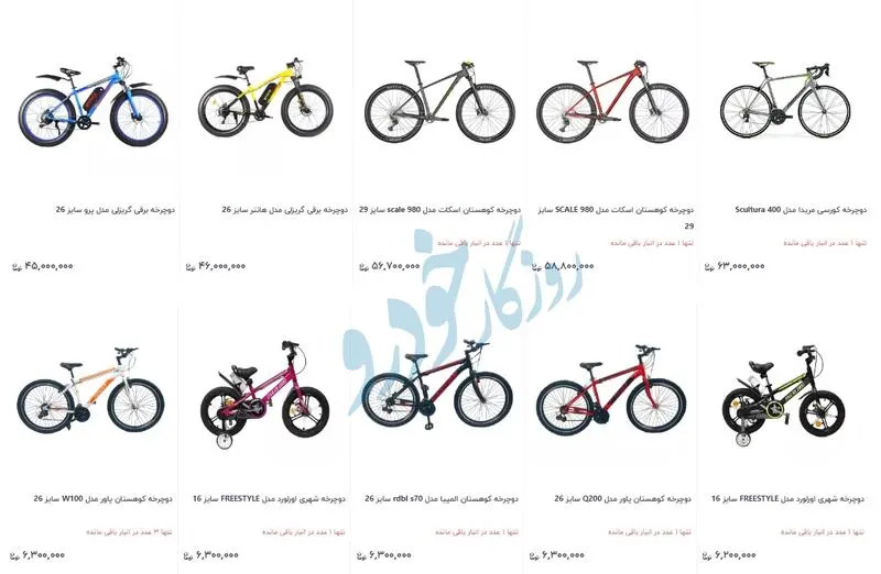 قیمت دوچرخه