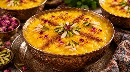 طرز تهیه شله زرد با آرد برنج؛ دسری خوش‌ عطر و مجلسی