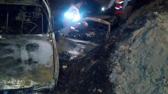 زنده زنده سوختن 2 مرد در پژو 405 / در جاده گناباد رخ داد