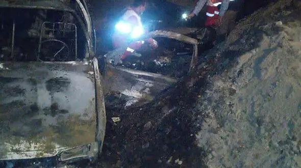زنده زنده سوختن 2 مرد در پژو 405 / در جاده گناباد رخ داد