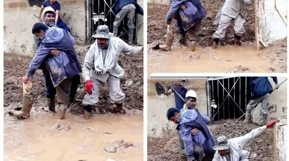 عکس / این مرد پایش را در سیل جا گذاشت !