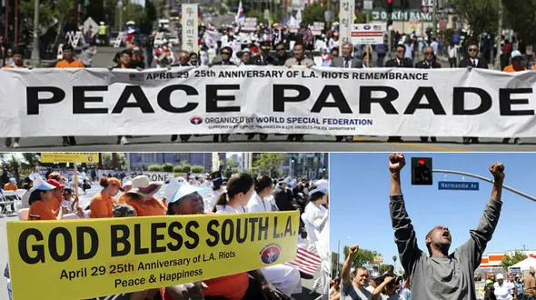 راه پیمایی موسوم به رژه صلح در لس آنجلس برگزار شد +فیلم