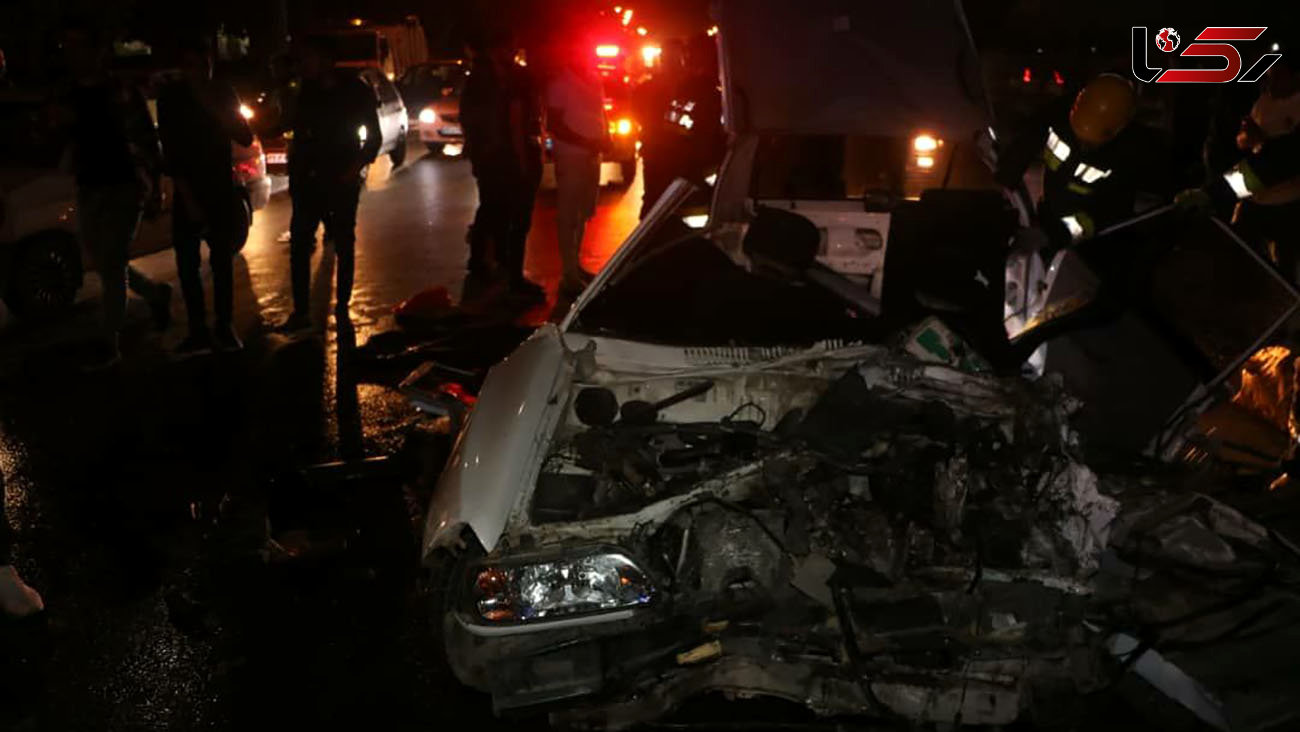 عکس هایی تلخ از اجساد دو مسافر پراید در تصادف با نیسان در اصفهان
