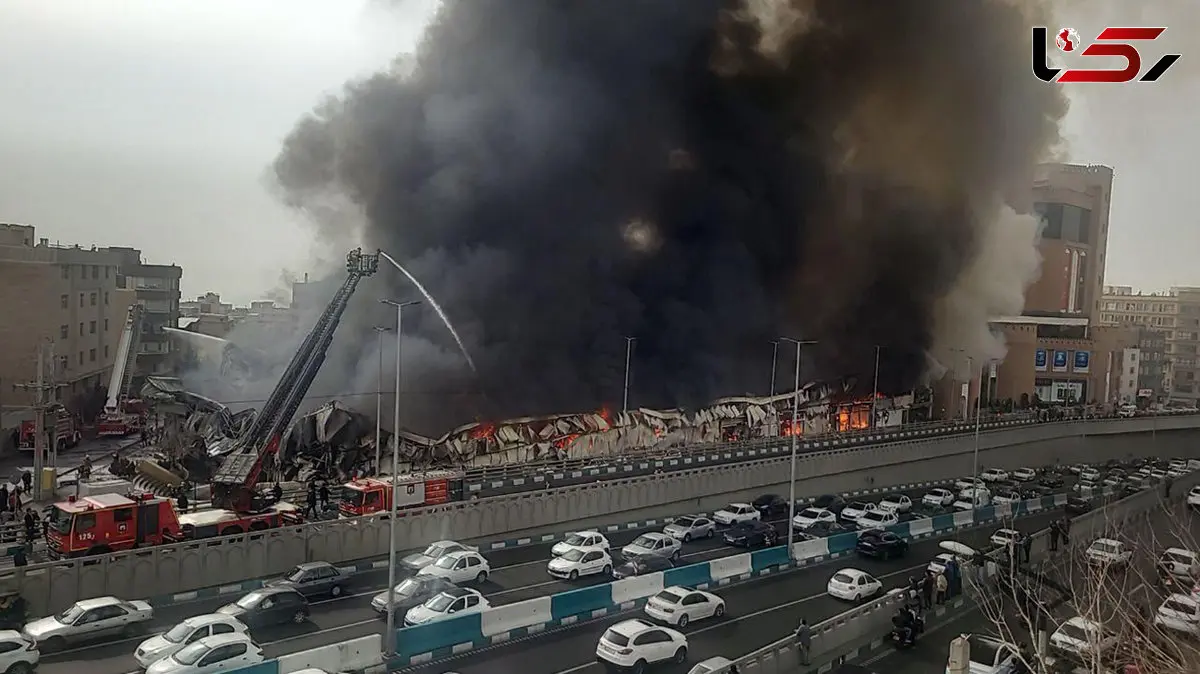 فیلم آتش سوزی آخرالزمانی در تهران  از نمای بالا / علت دود سیاه آسمان جنت آباد