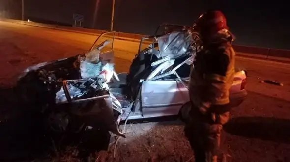 واژگونی مرگبار پراید در قزوین / پراید مچاله شد + عکس دلخراش
