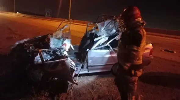 واژگونی مرگبار پراید در قزوین / پراید مچاله شد + عکس دلخراش
