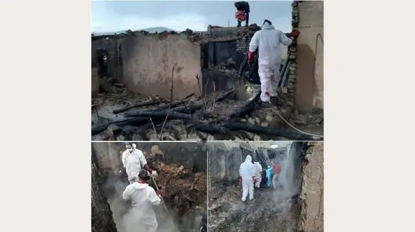 زنده زنده سوختن زن و مرد سنقری در انفجار خانه + عکس