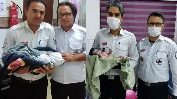 تولد نوزادان عجول یزدی در آمبولانس اورژانس ۱۱۵