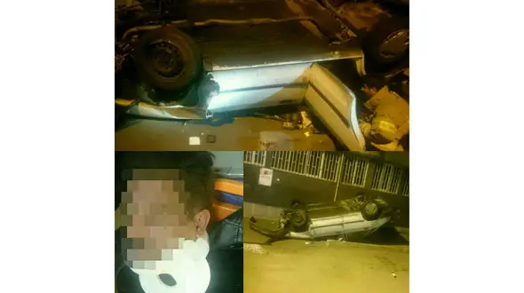 دستگیری سارق سابقه دار پس از واژگونی خودرواش +عکس