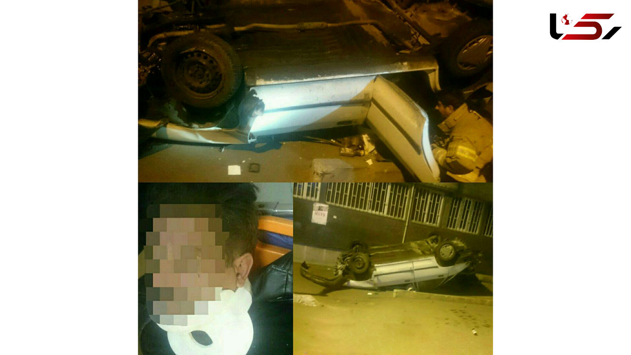 دستگیری سارق سابقه دار پس از واژگونی خودرواش +عکس