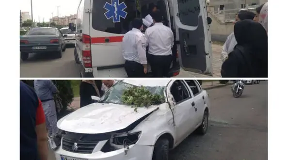واژگونی ساینا در مسکن مهر رشت ۲ مصدوم برجا گذاشت!
