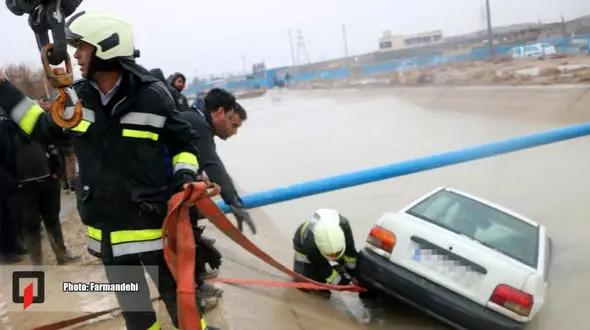 شیرجه پراید به کانال آب پاکدشت/چه بلایی سر سرنشینان آمد؟