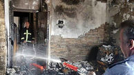 عملیات نفسگیر آتش نشانان برای نجات فردی گرفتار در میان شعله های آتش در کازرون + عکس 