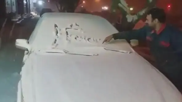 بارش برف در گرمای تابستان کلات + فیلم باورنکردنی