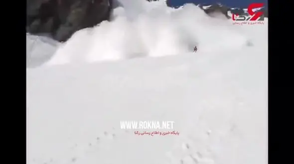 لحظه ریزش بهمن در پیست اسکی +فیلم